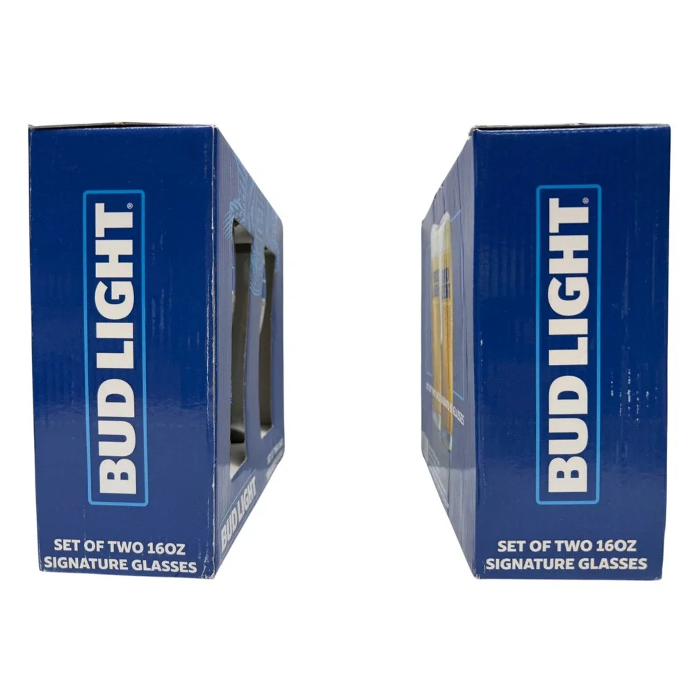Bud Light Glasses Set Four / 16 Oz Signature Barware/Glass Cups - Free Shipping